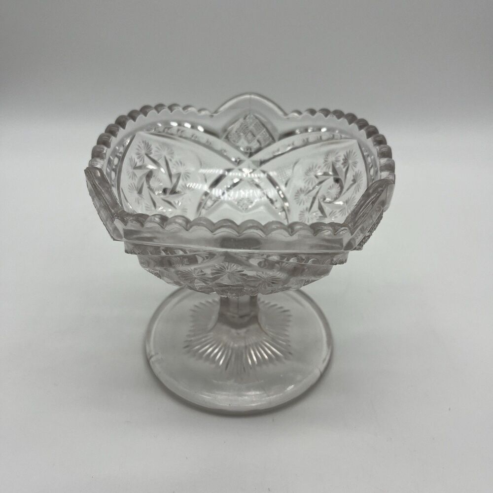 Vintage Indiana Glass Double Pinwheel 1915 Candy Dish Pedestal Compote